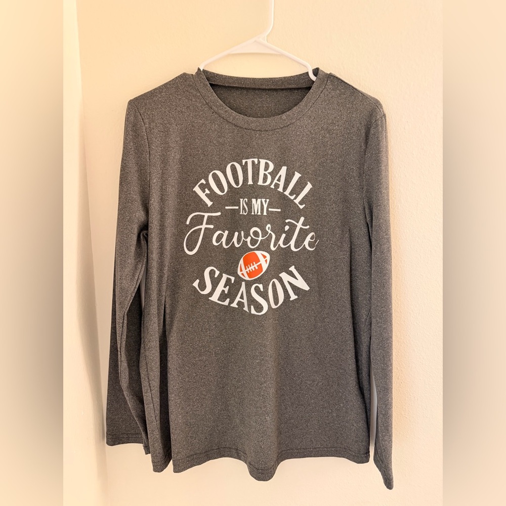 Gray Long Sleeve Football Graphic Tee